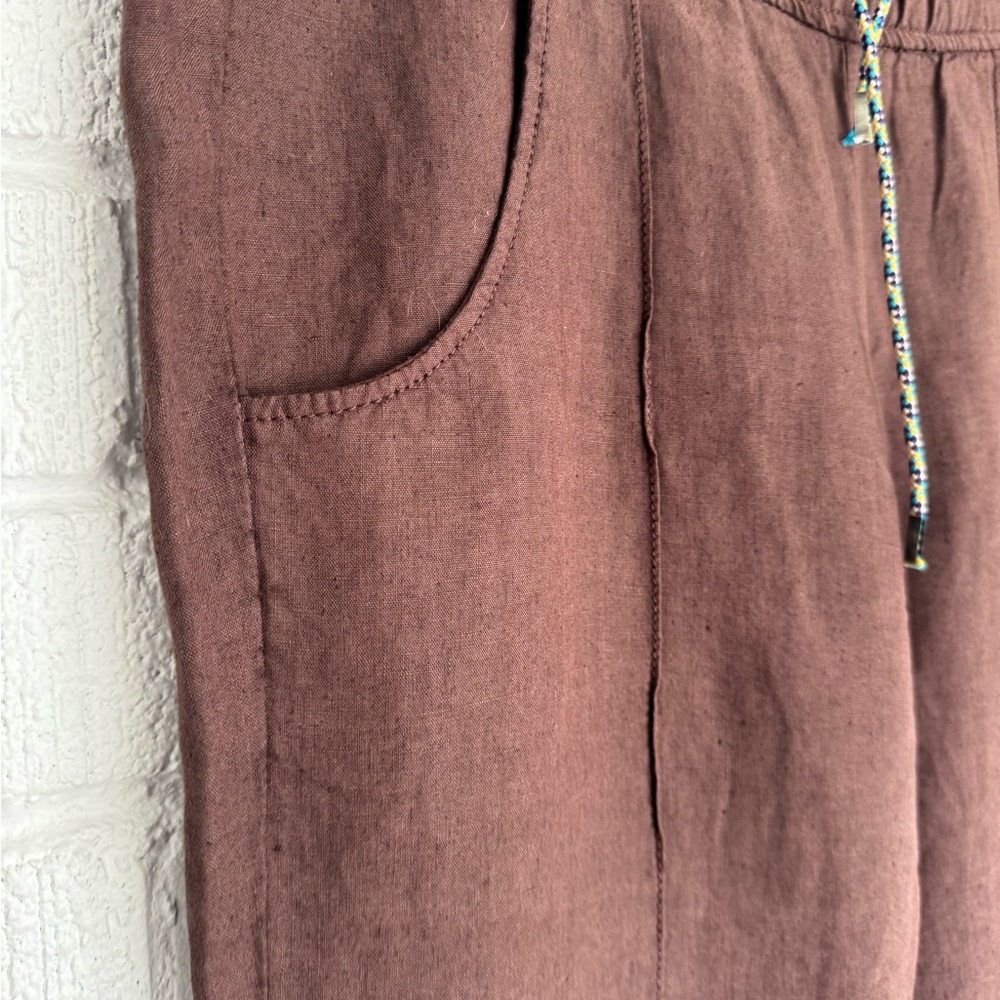 Boss Brown Linen Cotton Pants with Relaxed Fit - Picture 9 of 15